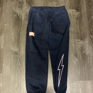 Women's Navy Joggers with Pink Lightning Bolt
